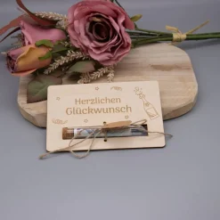 Holz Geschenkkarte -  Geldgeschenk Happy Birthday oder Herzlichen Glückwunsch