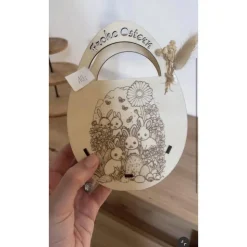 Holz Osterkörbchen „Frohe Ostern“ – Boho Osterdeko mit Hasenmotiv