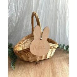Holzanhänger Ostern aus Holz in Osterhasenform personalisiert mit Name als kleines Geschenk, Hasenanhänger