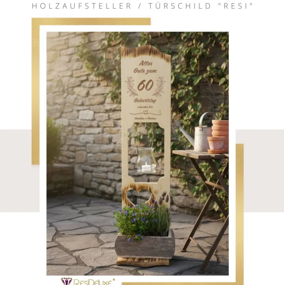 Holzaufsteller "Geburtstag 2 mit Wunschzahl" Türschild Holzschild Hochzeitsgeschenk Hochzeit Personalisiert