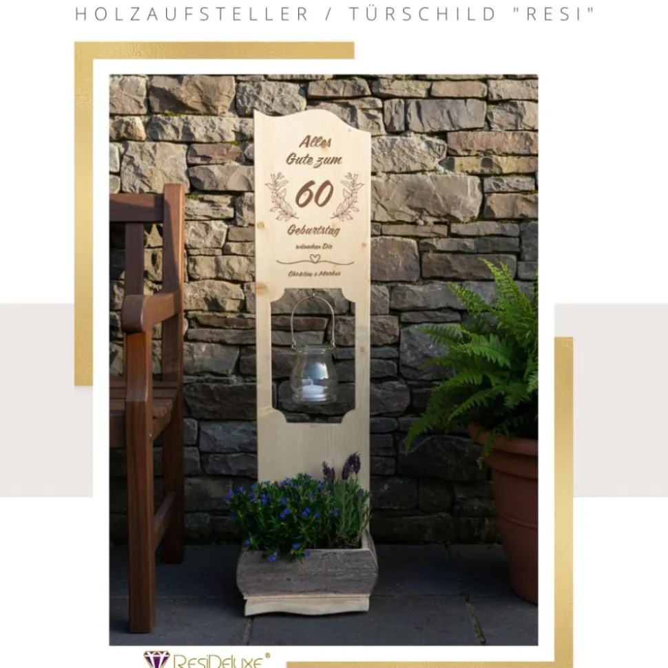 Holzaufsteller "Geburtstag 2 mit Wunschzahl" Türschild Holzschild Hochzeitsgeschenk Hochzeit Personalisiert