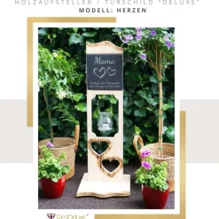 Holzaufsteller Herzen Türschild Holzschild Hochzeitsgeschenk Herzen Holz Hochzeit Personalisiert Gravur Geschenk