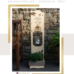 Holzaufsteller "Paar auf Bank unter Baum" Türschild Holzschild Hochzeitsgeschenk