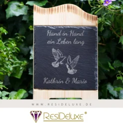 Holzaufsteller Tauben Türschild Holzschild Hochzeitsgeschenk Herzen Holz Hochzeit Personalisiert Gravur Geschenk