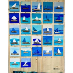 Holzbild handgefertigt maritimes Geschenk Unikat Malerei Naturmaterialien , 10 x 10 cm