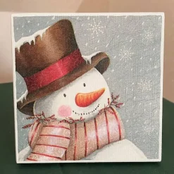 Holzbild, Schneemann, zum Aufhängen oder Aufstellen, Weihnachten