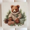Holzbild, Teddy mit Geschenken, zum Aufhängen oder Aufstellen, Weihnachten