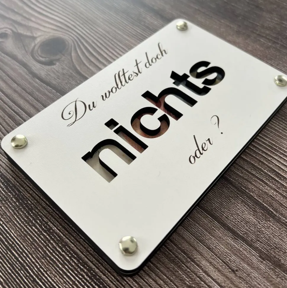 Holzgrußkarte Geburtstag, Geldgeschenk aus Holz, verschiedene Farben