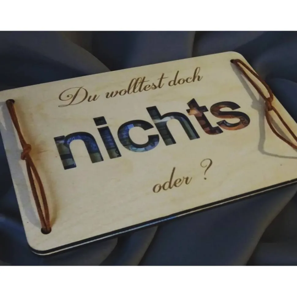 Holzgrußkarte Geburtstag, Geldgeschenk aus Holz, verschiedene Farben