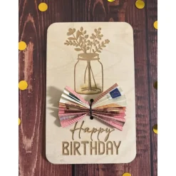 Holzgrußkarten Geburtstag, Geldgeschenk Geburtstag
