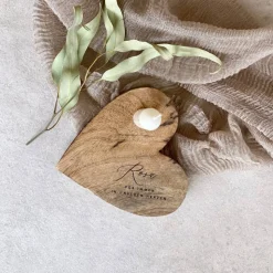 Holzherz rustikal BLAKE Für immer in unseren Herzen Trauerkerze Gedenkkerze Trauerlicht mit Name