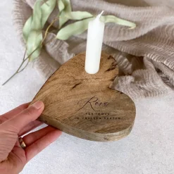 Holzherz rustikal BLAKE Für immer in unseren Herzen Trauerkerze Gedenkkerze Trauerlicht mit Name