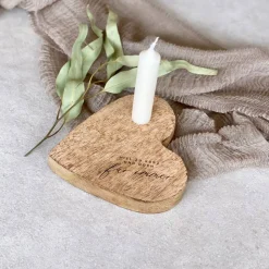 Holzherz rustikal BLAKE Viel zu kurz und doch für immer. Trauerkerze Gedenkkerze Trauerlicht