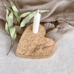Holzherz rustikal BLAKE Viel zu kurz und doch für immer. Trauerkerze Gedenkkerze Trauerlicht