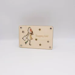 Holzkarte - Geschenkkarte -  Geldgeschenk Shopping