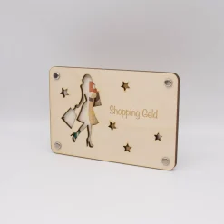 Holzkarte - Geschenkkarte -  Geldgeschenk Shopping