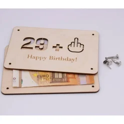 Holzkarte - Geschenkkarte zum 30 Geburtstag - 29+Mittelfinger
