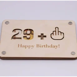 Holzkarte - Geschenkkarte zum 30 Geburtstag - 29+Mittelfinger