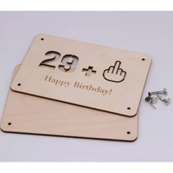 Holzkarte - Geschenkkarte zum 30 Geburtstag - 29+Mittelfinger