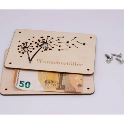 Holzkarte - Geschenkkarte Pusteblume - Wunscherfüller