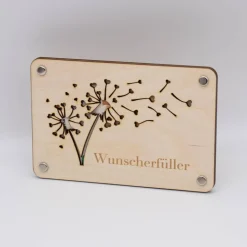 Holzkarte - Geschenkkarte Pusteblume - Wunscherfüller