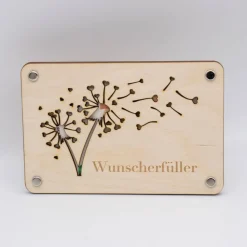 Holzkarte - Geschenkkarte Pusteblume - Wunscherfüller