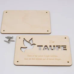 Holzkarte - Geschenkkarte -  Geldgeschenk zur Taufe