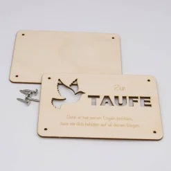 Holzkarte - Geschenkkarte -  Geldgeschenk zur Taufe