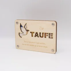 Holzkarte - Geschenkkarte -  Geldgeschenk zur Taufe