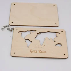 Holzkarte - Geschenkkarte -  Geldgeschenk Gute Reise