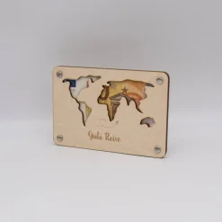 Holzkarte - Geschenkkarte -  Geldgeschenk Gute Reise