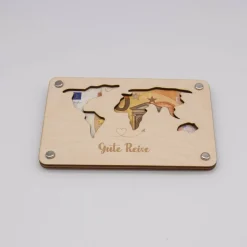 Holzkarte - Geschenkkarte -  Geldgeschenk Gute Reise