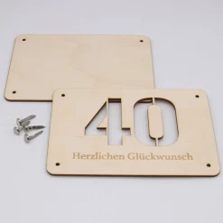 Holzkarte - Geschenkkarte -  Geldgeschenk zum runden Jubiläum