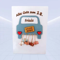 Holzkarte / Holzbild als Geldgeschenk zum Geburtstag