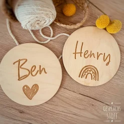 Holzkarte mit Namen / Personalisierte Meilensteinkarte