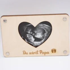 Holzkarte zur Schwangerschaftsverkündung - Ultraschallbild  ( 10 x 15 cm )