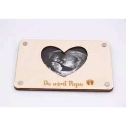 Holzkarte zur Schwangerschaftsverkündung - Ultraschallbild  ( 10 x 15 cm )