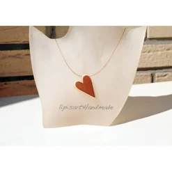 Holzkette – Herz auf Draht Furnierschichtholz Mahagoni Ahorn II