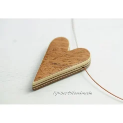 Holzkette – Herz auf Draht Furnierschichtholz Mahagoni Ahorn II