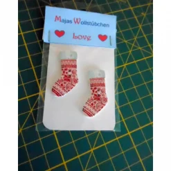 Holzknopf Weihnachtssocke rosa 1 Stk.