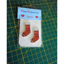 Holzknopf Weihnachtssocke rot 1 Stk.