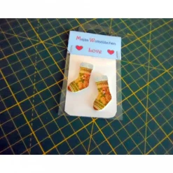 Holzknopf Weihnachtssocke gelb 1 Stk.