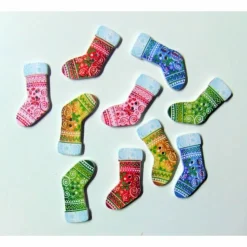 Holzknopf Weihnachtssocke blau 1 Stk.