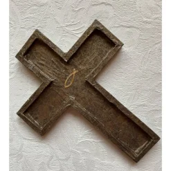 Holzkreuz mit Decopatch-Verzierung, Verziertes Kreuz für Kommunion und Konfirmation, Tisch- oder Wanddekoration