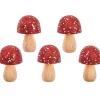 Holzpilze Glitter Rot - 5er-Set funkelnde Mini-Dekopilze