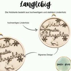 Holzscheibe personalisiert Mein erstes Weihnachten Christbaumschmuck aus Holz Baby gravierte Meilensteinkarte aus Holz