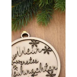 Holzscheibe personalisiert Mein erstes Weihnachten Christbaumschmuck aus Holz Baby gravierte Meilensteinkarte aus Holz
