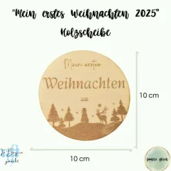 Holzscheibe personalisiert Unser erstes Weihnachten Christbaumschmuck aus Holz Baby gravierte Meilensteinkarte aus Linde