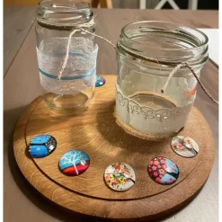 Holzscheiben 2er-Set – Tischdeko aus Eiche, Ø200/300mm, personalisierbar