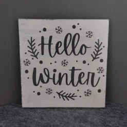 Holzschild "Hello Winter"